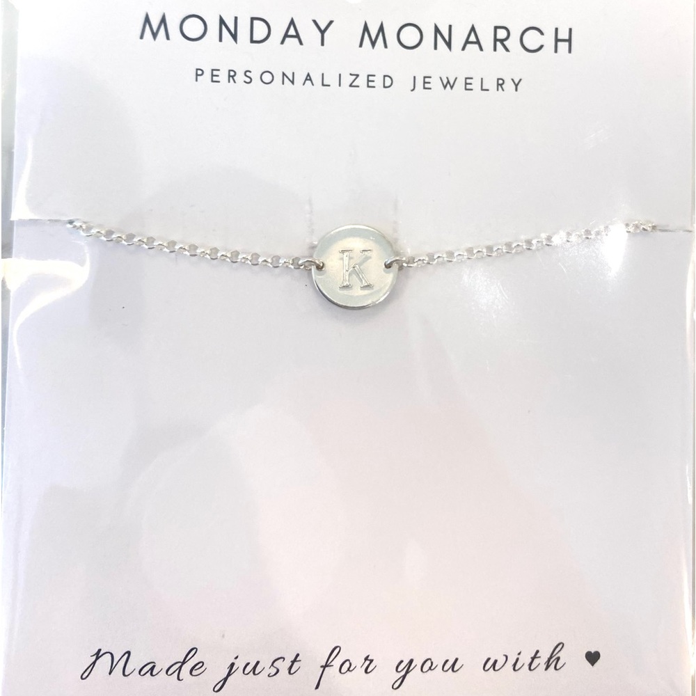 The Initial Bracelet by Monday Monarch. Initial: K